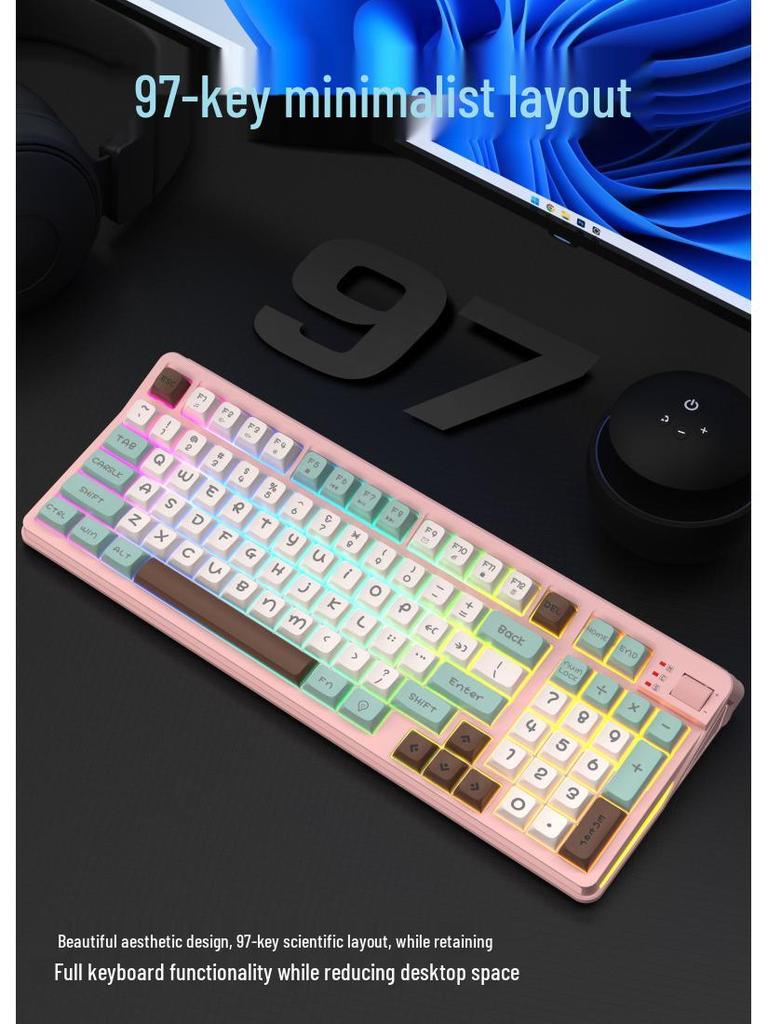 Panson K97 Dreifarbige leuchtende Gaming-Kabeltastatur - Mechanisches Gefühl für Desktop-Computer.