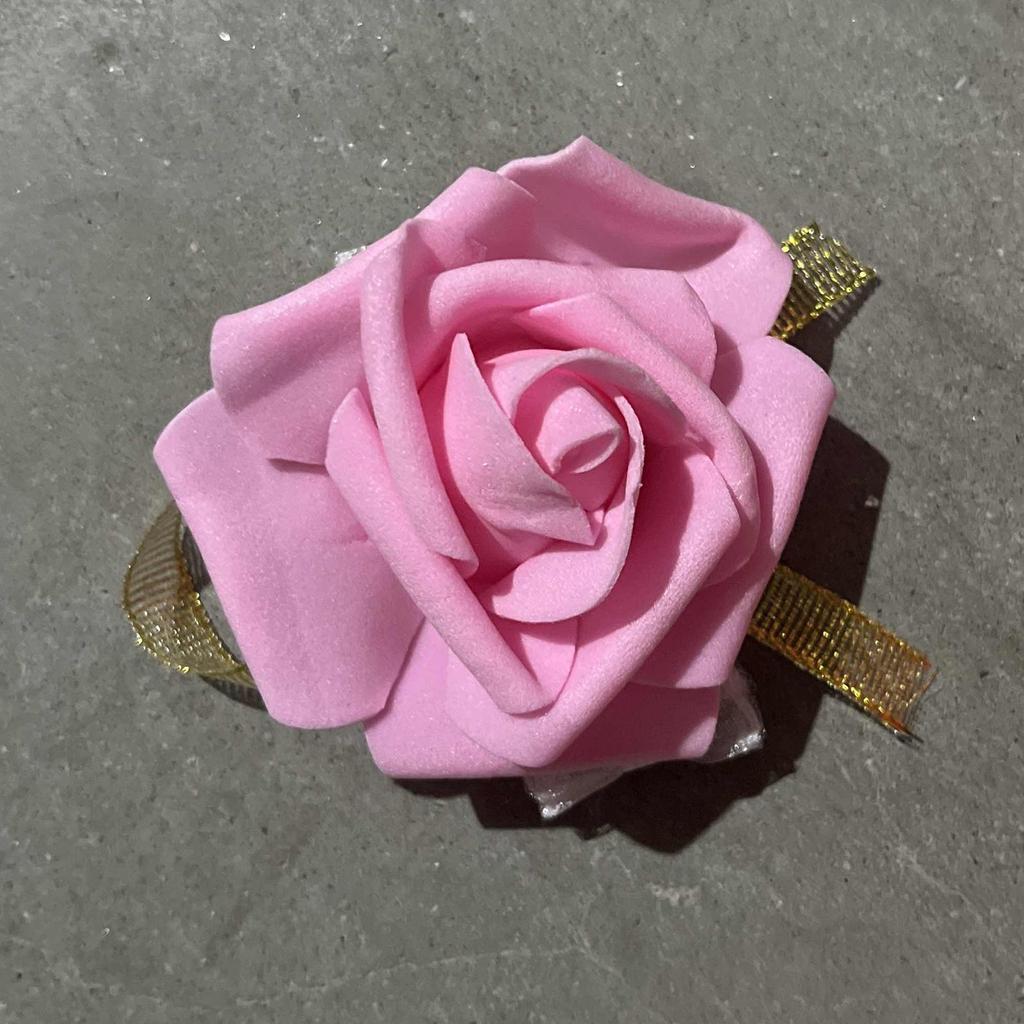 Bridesmaid Wrist Corsage Wedding Party Rose Bracelet Silk Flowers Ribbon