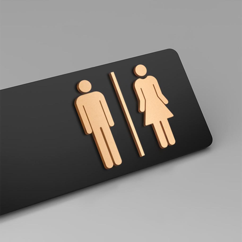 Restroom Sign Acrylic Toilet Directional Sign Adhesive Toilet Signage for Business Home Office Restaurant Laundry Shopping Mall