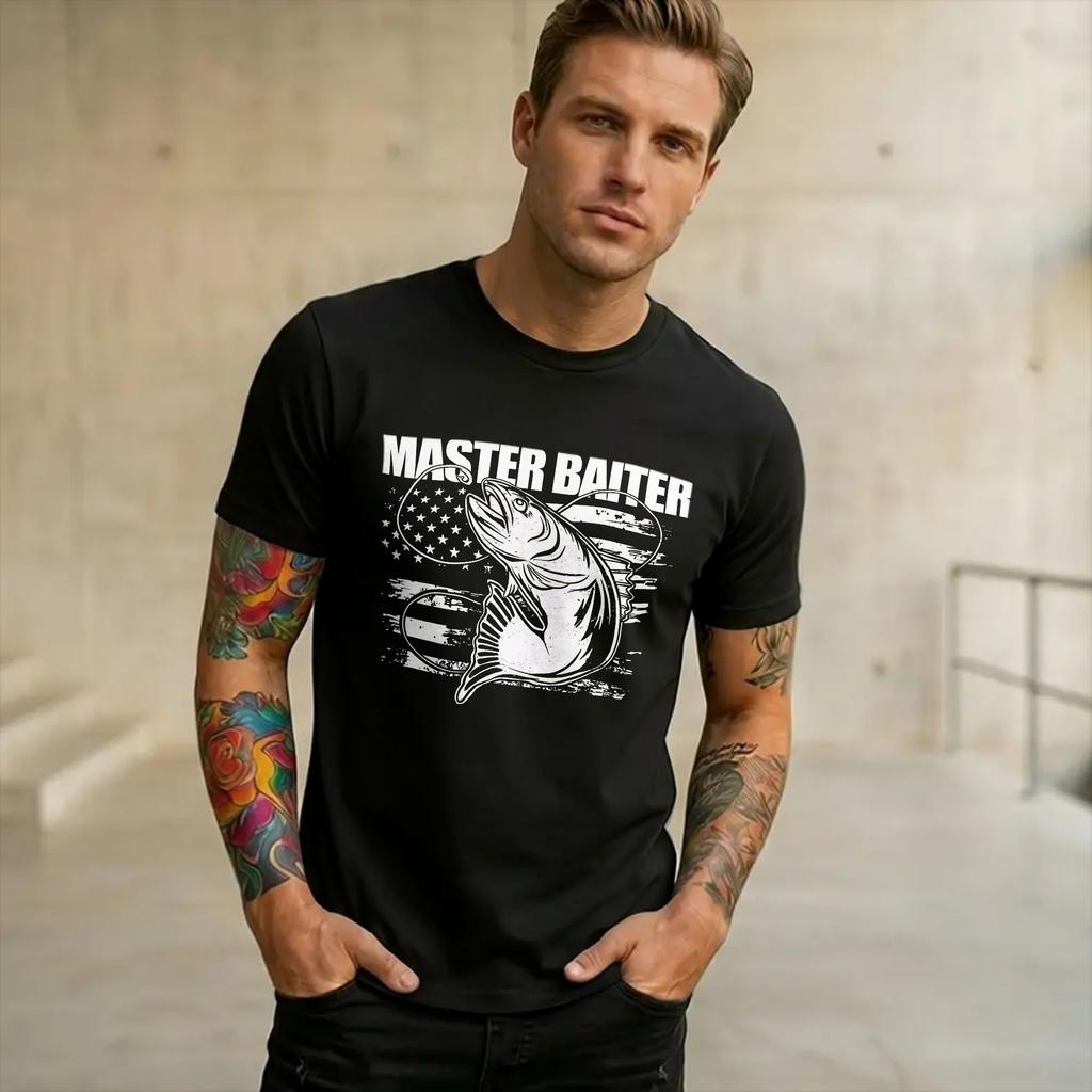 Graphic Printed Master Baiter Funny Fishing T Shirt for Unisex WoUnisex Cotton Tshirts Short Sleeve Clothes