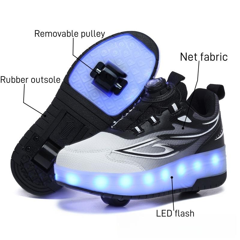 New LED Light Up Roller Skates Kids Unisex Rechargeable Dual Wheel Detachable Teenager Entertainment Casual Inline Skates