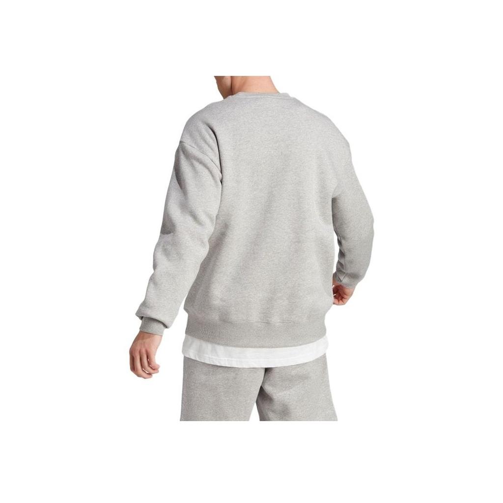 adidas Solid Color Crew Neck Pullover Long Sleeve Sweatshirt Men Sweatshirt Gray IJ6902