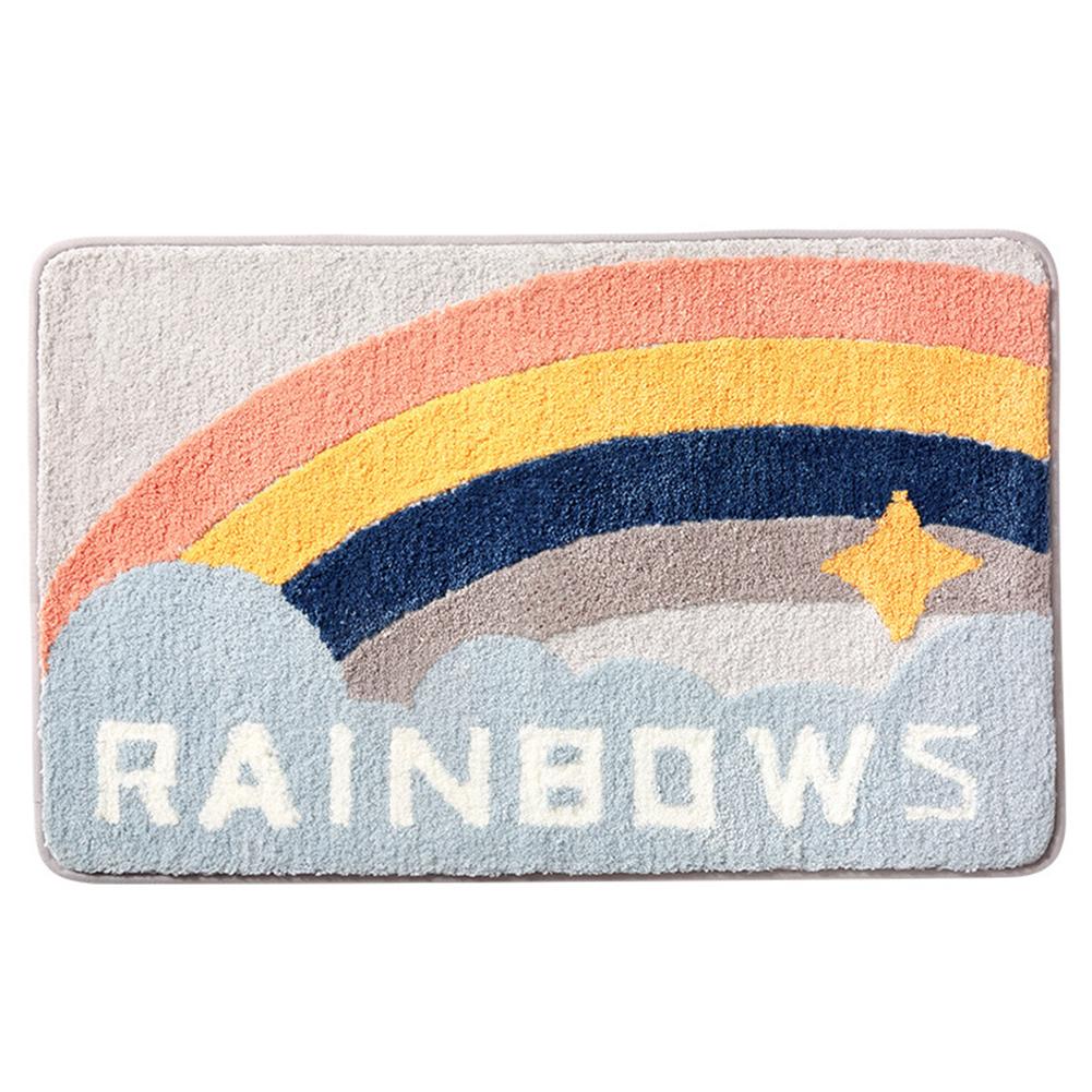 

Cute Rainbow Bathroom Mat Super Absorbent Non-Slip Side Doormat Carpet Cashmere Imitation Batht F3M3