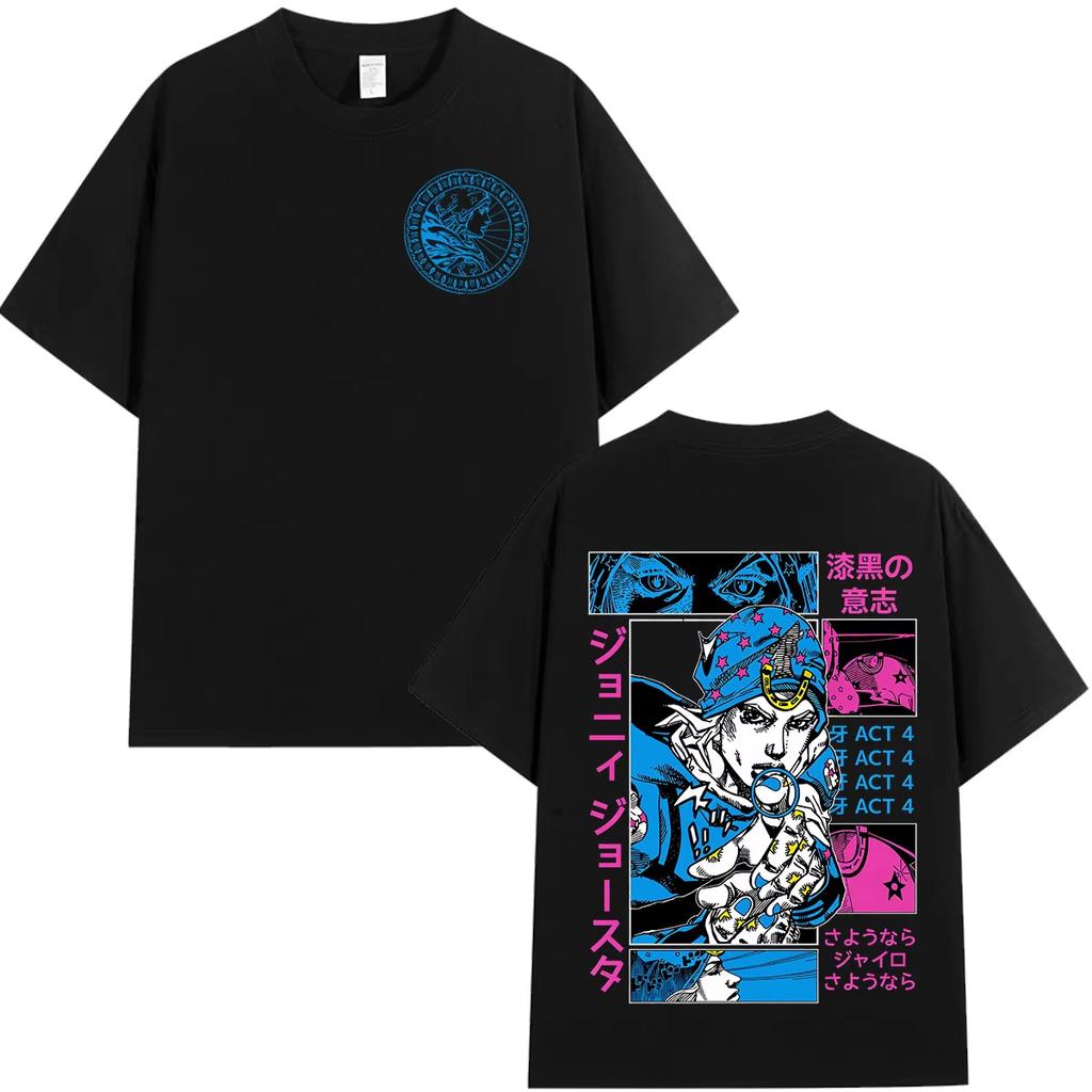 2026 Summer Anime Jojo Bizarre Adventure Johnny Joestar STEEL BALL RUN T Shirts Unisex Casual Harajuku Hip Hop Cotton T-shirt