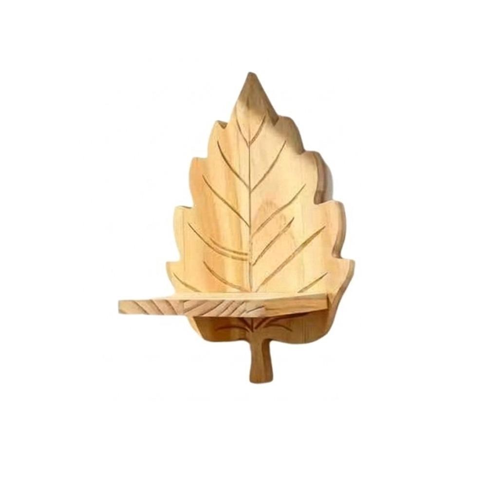 Nature Style Maple Leaf Wall Shelf Wooden Wall Mounted Leaf Shelf for Living Room