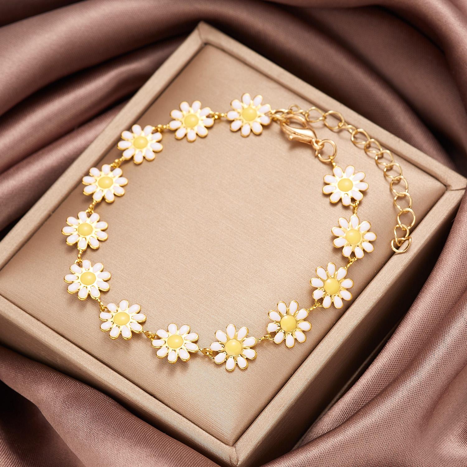 

Fashion Sweet Flower Daisy Bracelet for Women Girl Accessories Handmade Colorful Beads Bracelet Boho Summer Pulseras Jewelry