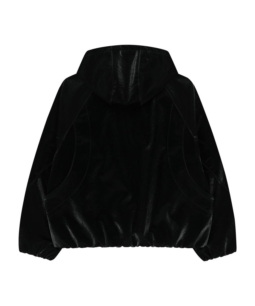 Ungimmick Glossy Hooded Jacket (Black)