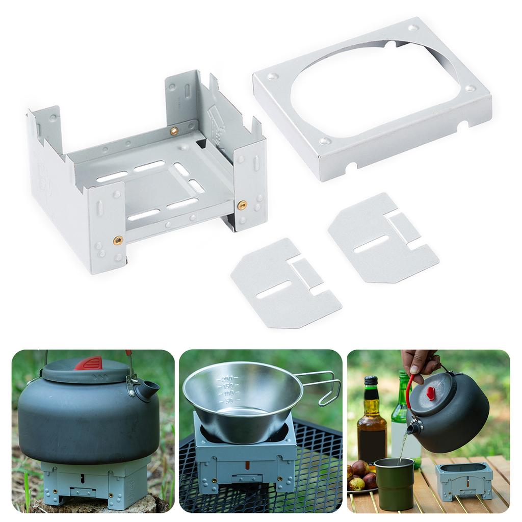 Thickened Camping Stove Solid Fuel Stove for Hiking Camping Picnics Foldable Solid Alcohol Stove with Wind Deflector