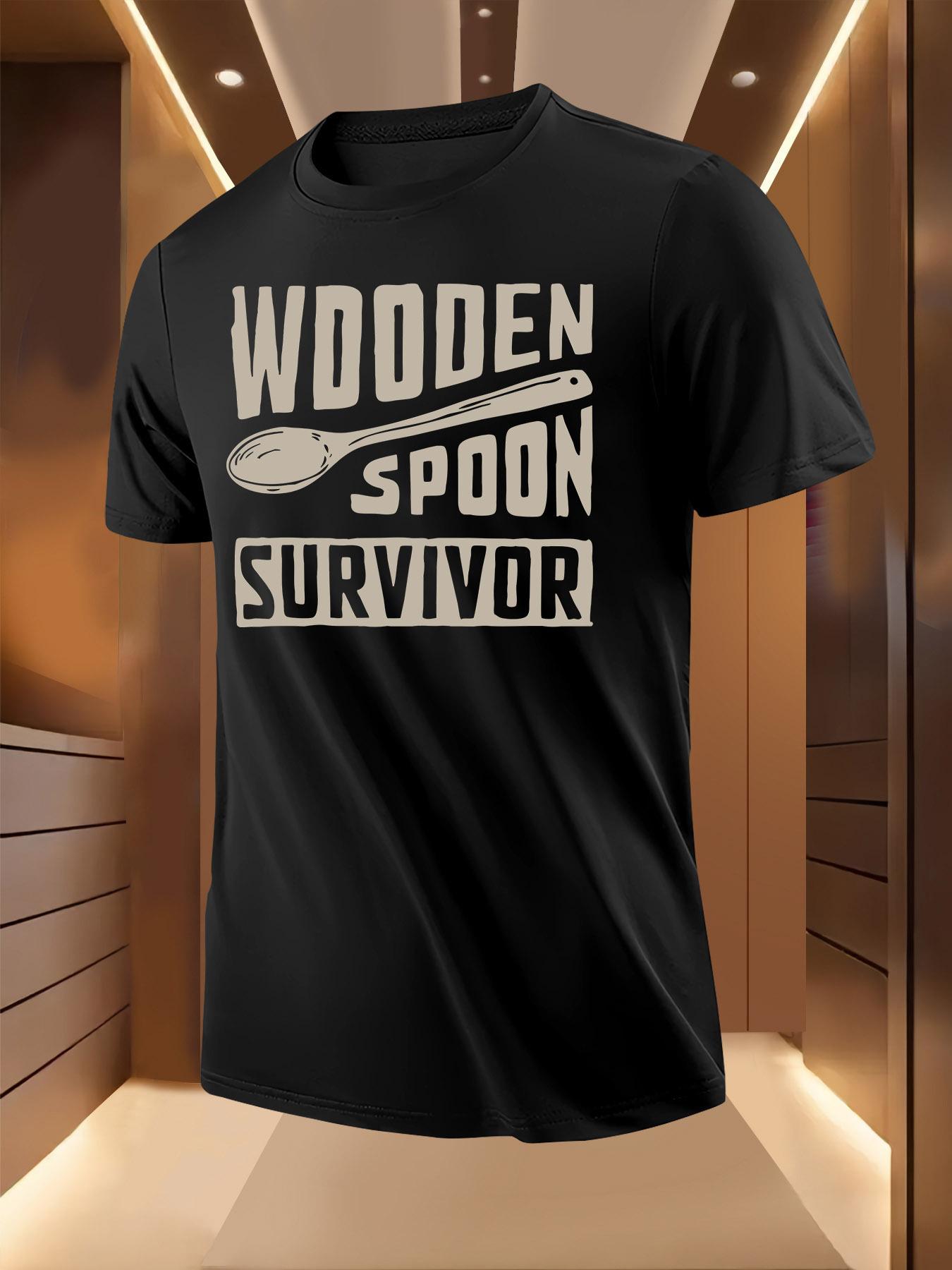 Funny Wooden Spoon Survivor Graphic Tshirt - Light Yell... M