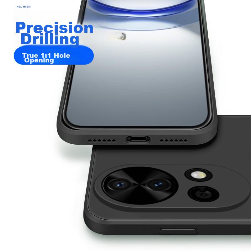 Phone Case for Huawei Nova 12 Pro, Protective Cover with Cloud-Like Silicone Lens Protection, Shockproof Soft Elegant BlackUpgraded Silicone