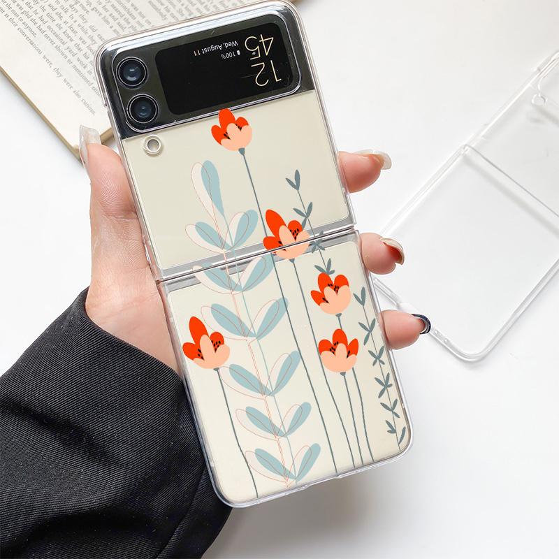 Cute Cartoon Candy Painted Fashion Phone Case For Samsung Galaxy Z Flip 3 4 5 6 7 Hard Folding Z Flip4 Clear PC Cover Gift