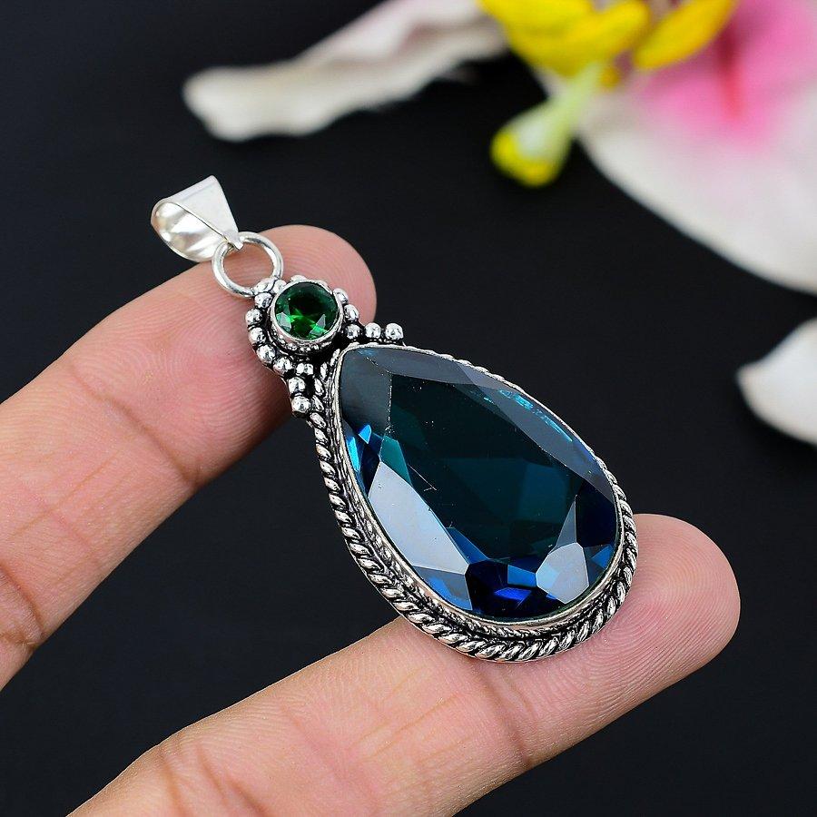 

Indicolite Tourmaline Gemstone 925 Sterling Silver Jewelry Pendant 2.40 KG-113