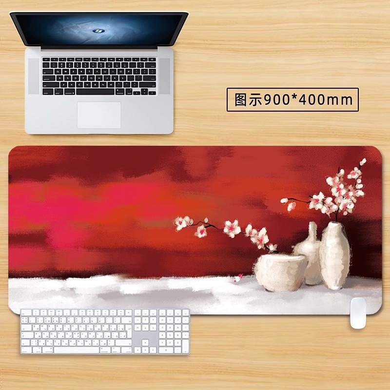 Zen Japanese Landscape Desk Mat with Birds and Mountains Gaming Mouse Pad