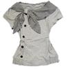 Plaid Pattern Irregular T Shirts Navy Collar Y2K Style T Shirts Sailor Collar Tops  For Women
