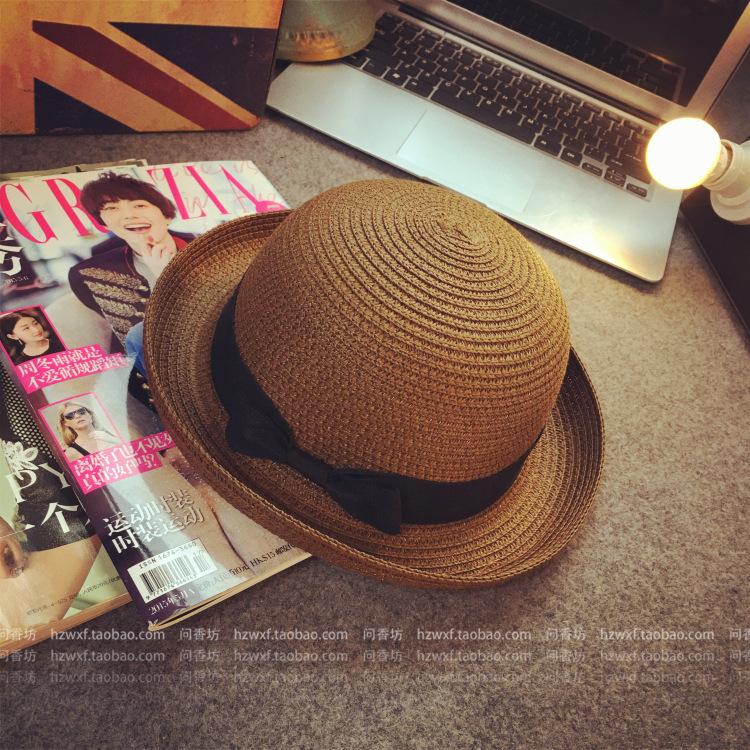 Summer Top Hat Children's Bowl Straw Hat, Pepper Bow Bowl Sunshade Sunscreen Beach Hat