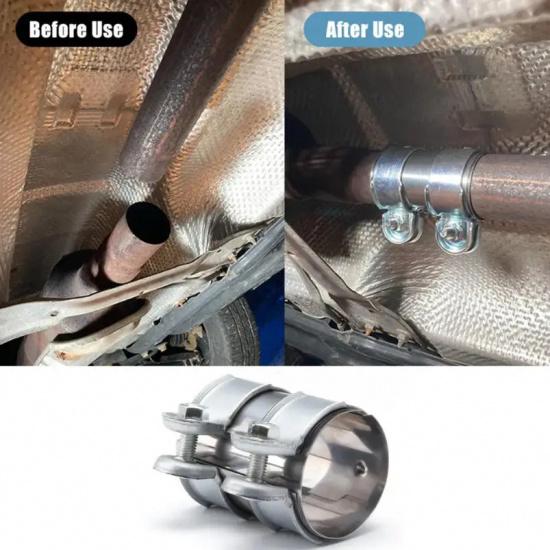 Car Motorcycles Universal 2"/2.5" Exhaust Clamp Stainless Steel Exhaust Tube Pipe Connector Joiner Sleeve Clamp Adjustable Tip
