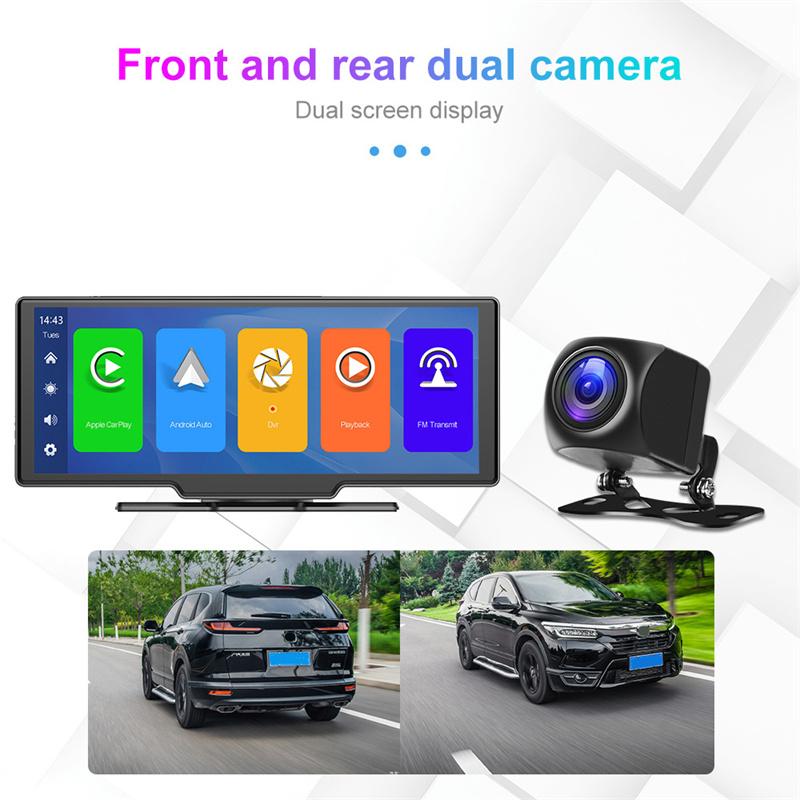 Car Mirror Video Recording Carplay & Android Auto Wireless Connection Gps Navigation Dashboard Dvr Ai Voice