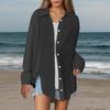 Damesblouse Kraag Lange Mouwen Knoopsluiting Blouses Tops Effen Kleur Losse Pasvorm Makkelijk te Onderhouden Gekreukelde Blouse