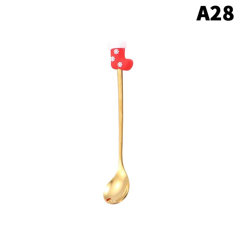 1/2/4/6 Stück Edelstahl Löffel Weihnachts Dessertlöffel Kuchengabel Cartoon Weihnachtsbaum Elch Löffel Gabel Weihnachtsgeschenkbox