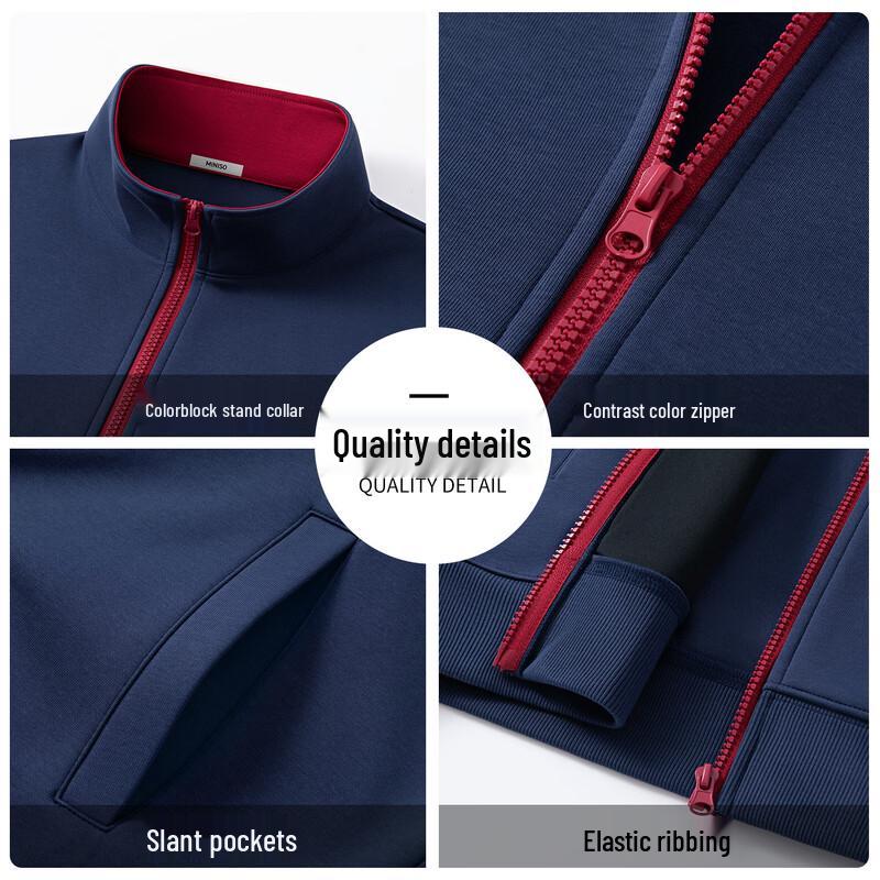 MINISO Men's Casual Stand-Collar Zip-Up Sweatshirt