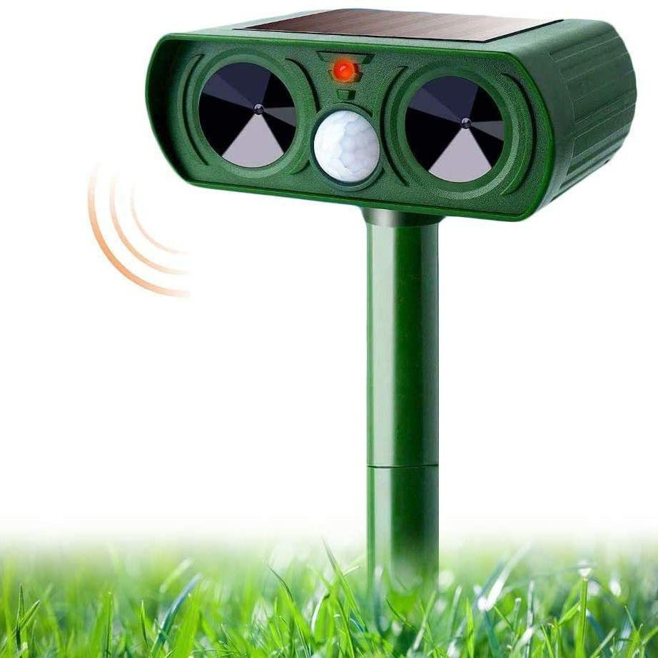 Repellente per Animali ad Ultrasuoni Alimentato a Energia Solare con Luci Lampeggianti per Gatti, Cani, Ratti e Uccelli