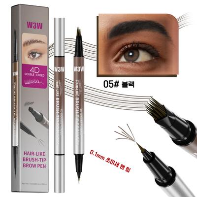 JJ Mall 4D Hairline Eyebrow Double Tip Tattoo Eyebrow Pen for Natural Eyebrows Waterproof, 1 Pcs, #05 Black