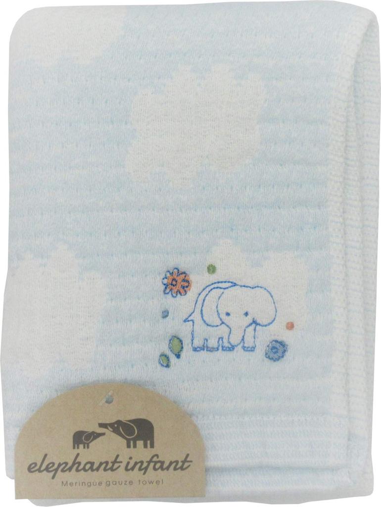 Baby Face Made In 25 X Meringue Elephant Infant BL Jōgan Towel, Japan, 70cm, Gauze, Blue, Design, ELMG-100