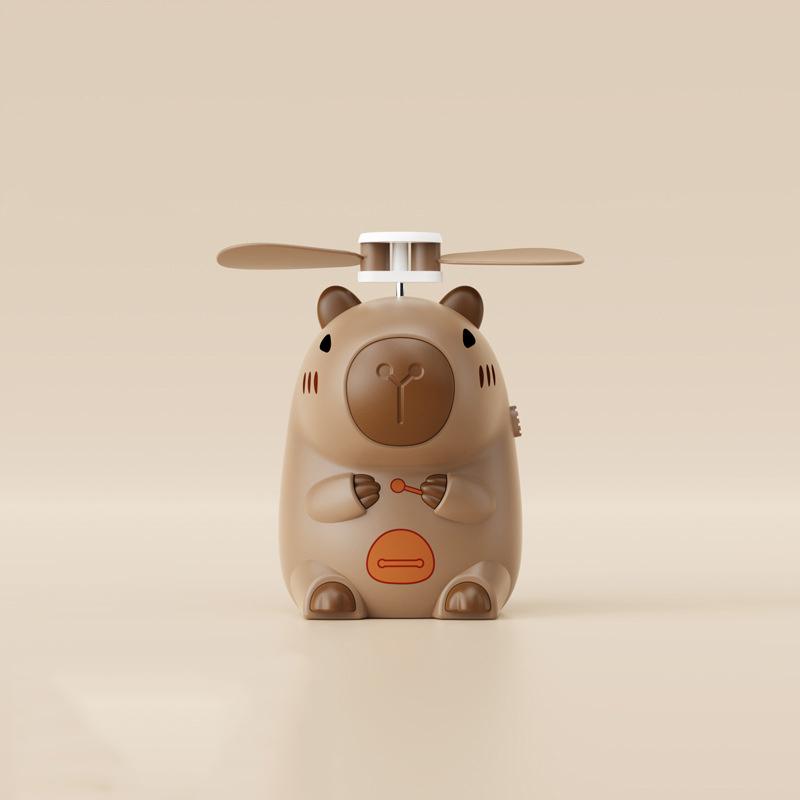 Cute Character Portable Bladeless Neck-Hanging Fan Cartoon Capybara Small Fan Outdoor Usb Charging Fan Students Summer Gifts