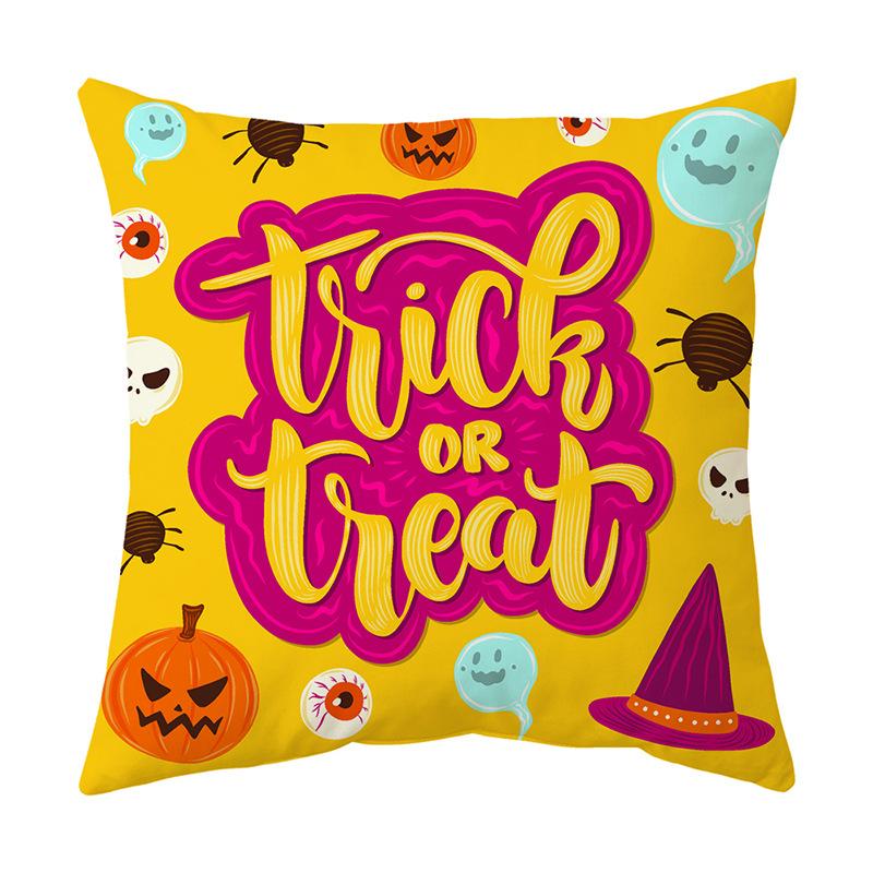 Cushion Pillow Halloween Print Pillow Cover Cushion Peach Skin Short Plush Cushion