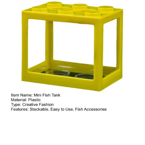 Mini Betta Fish Tank Stackable Building Block Tiny Aquarium Fish Bowl Clear Visible Rectangular Small Shrimp Fish Cube Tank Decoration