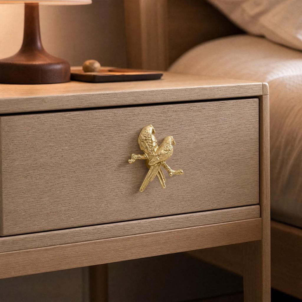 Cast Brass Bird Cabinet Handle Decorative Paired-Bird Motif Drawer Pull Compact