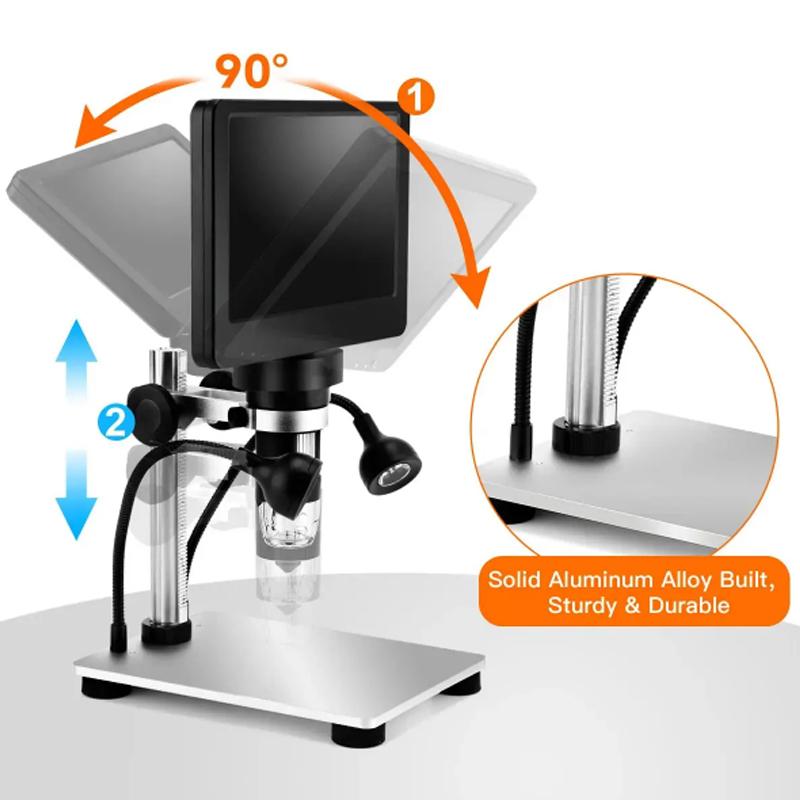 7 Inch 1080P LCD Digital Microscope 50X-1200X Soldering Electronics Microscopes With LED Lights Support PC Computer  tools