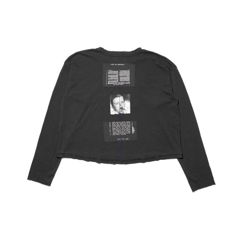 Unisex Oversized Cotton Long Sleeve Tee With Vintage Patch Artwork Hip Hop Streetwear