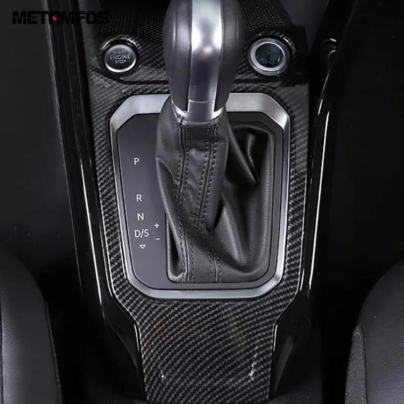 For Volkswagen VW T-Roc TROC 2018- 2024 2025 Carbon Fiber Center Console Gear Shift Box Cover Trim Interior Accessories