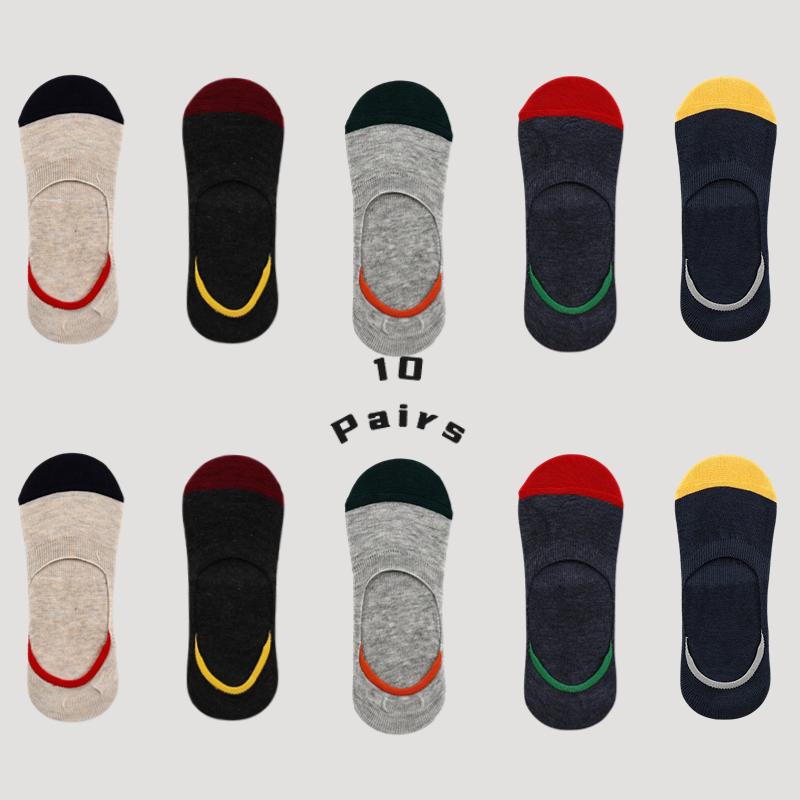 

10 пар носков, носки-лодочки унисекс, летние тонкие хлопковые носки-лодочки, нескользящие, дышащие, силиконовые, не спадают с пятки, невидимые носки One Size