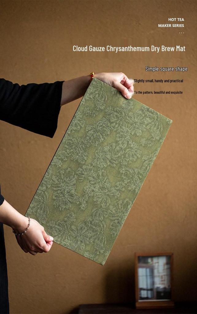 Mu Xi Retro Cloud Gauze Daisy Tea Mat - Chinese Style Tea Table Cloth Accessory