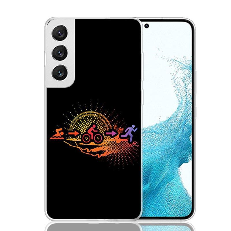 Triathlon Schwimmen Radfahren Laufen Handyhülle Für Samsung Galaxy S26 Ultra S23 S24 S25 Edge S20 FE S21 S22 Plus Weiche Druckschalenabdeckung Fund
