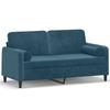 Vidaxl 2-Osobowa Sofa Z Poduszkami, Niebieska, 140 Cm, Aksamit