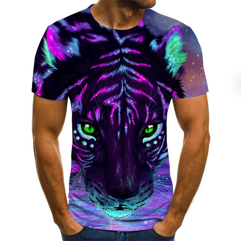 Summer Round Neck 3D Various Animals Print Top Fashionable Casual Short Sleeved Men's T-shirts