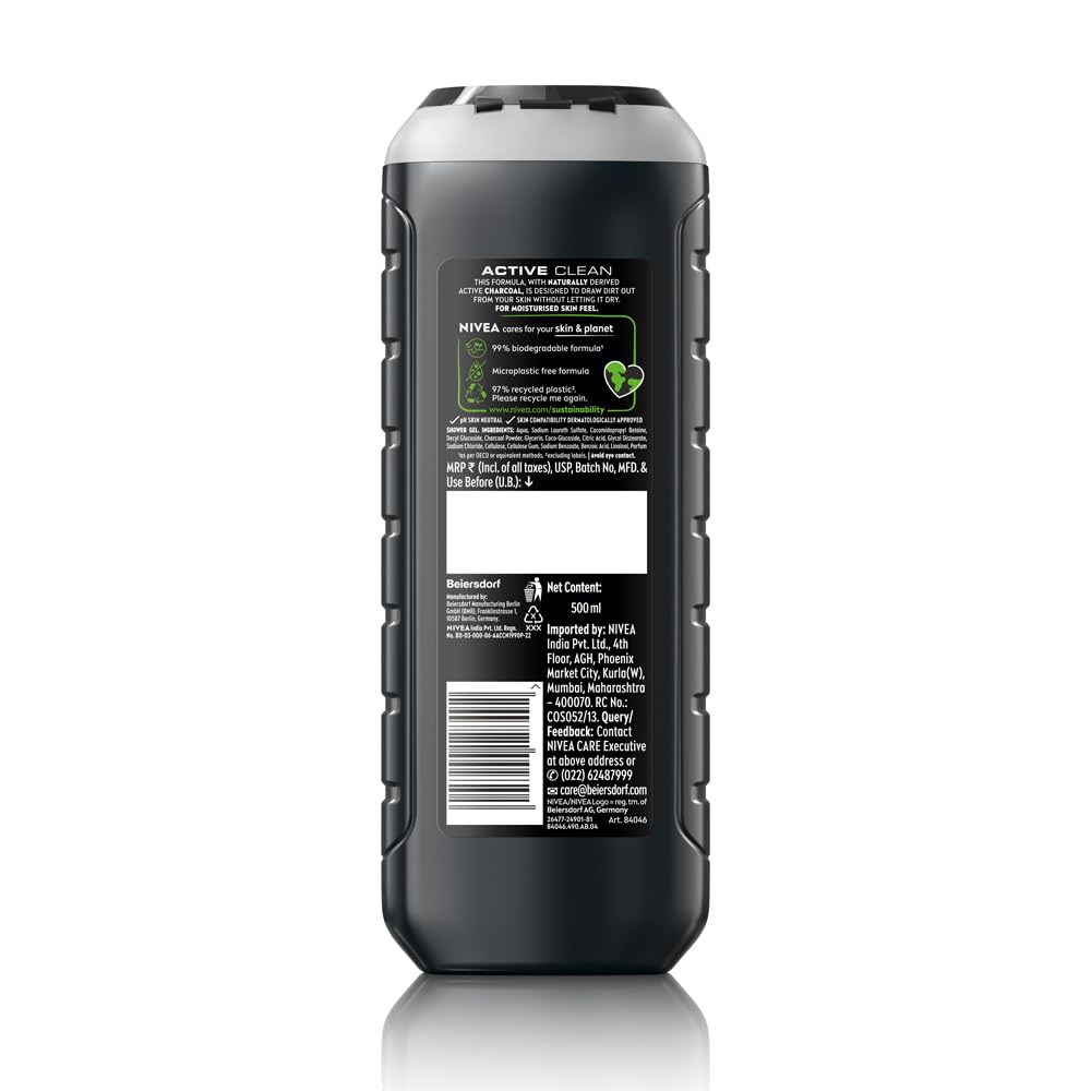 NIVEA MEN Active Clean Shower Gel,500 ml (Pack of 1)