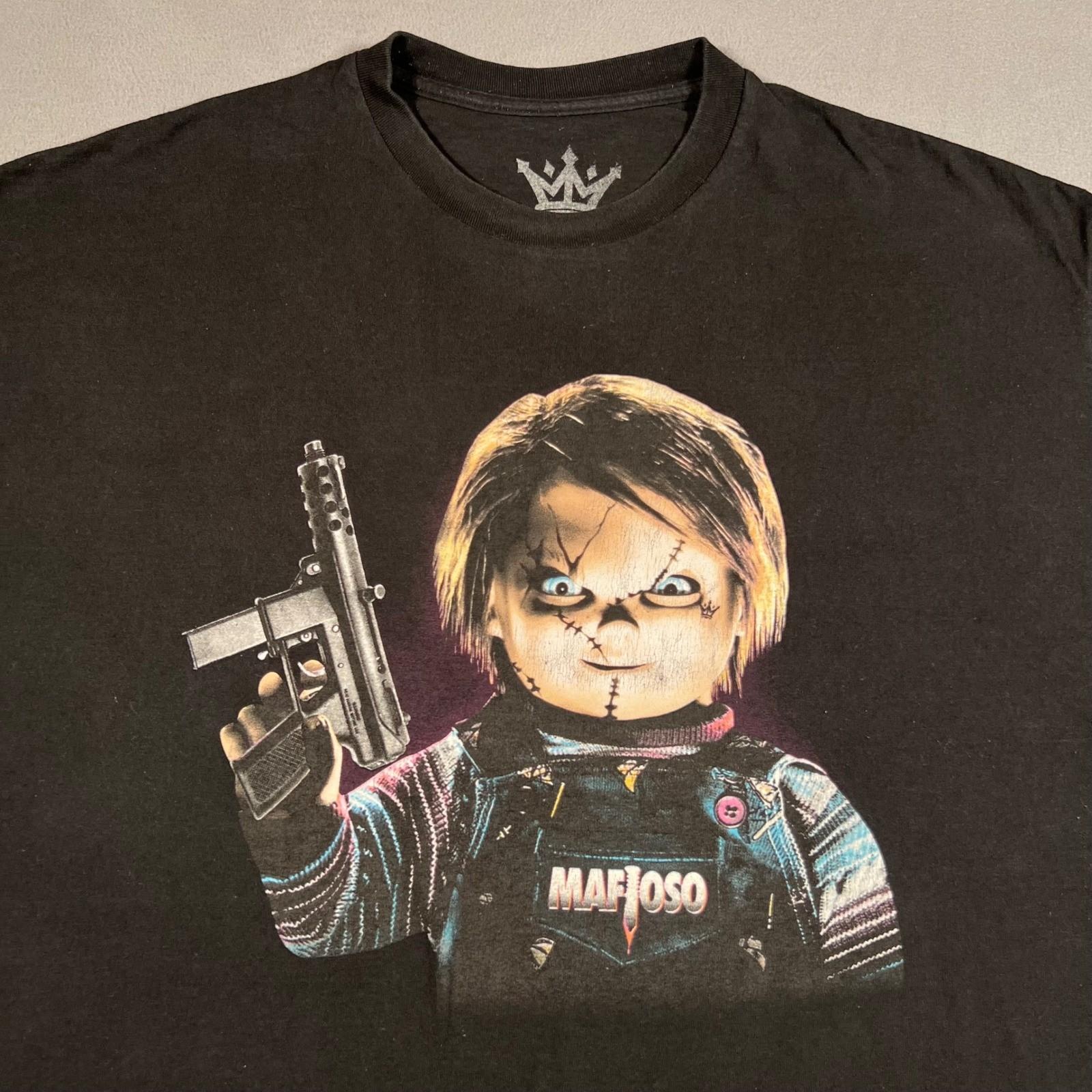 Chucky Mafioso T-Shirt Mens 2XL Black Horror Movie Graphic Print Tee Unisex T-Shirt S