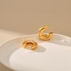 Classic European American Style Daily Versatile Semicircle C Shaped 18k Gold Plated Stud Earrings