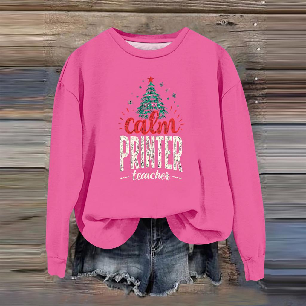 Women's Fashion Casual Long Sleeve Loose Christmas Printed Sweatshirt