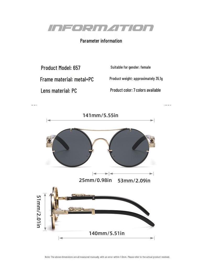 Retro Double-Beam Leopard Head Round Sunglasses for Men & Women - Trendy & Stylish