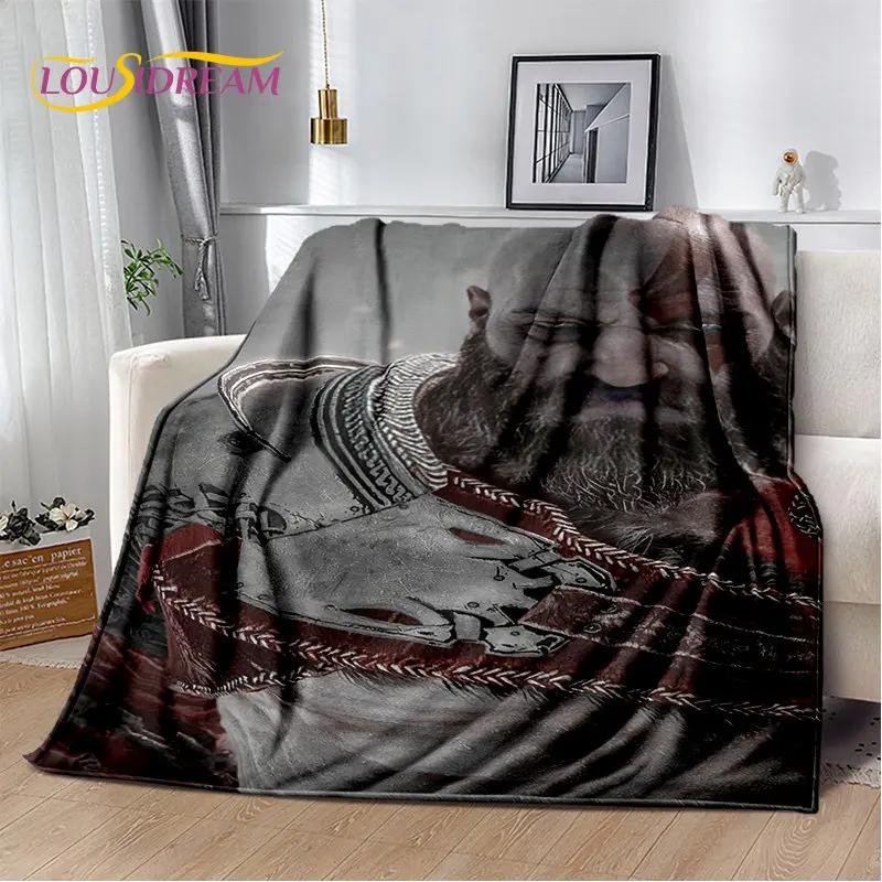 God of War Oyunu Oyuncular Kratos Yumuşak Peluş Battaniye, Flanel Battaniye Oturma Odası Yatak Odası Yatak Kanepe Piknik Örtüsü Çocuk için