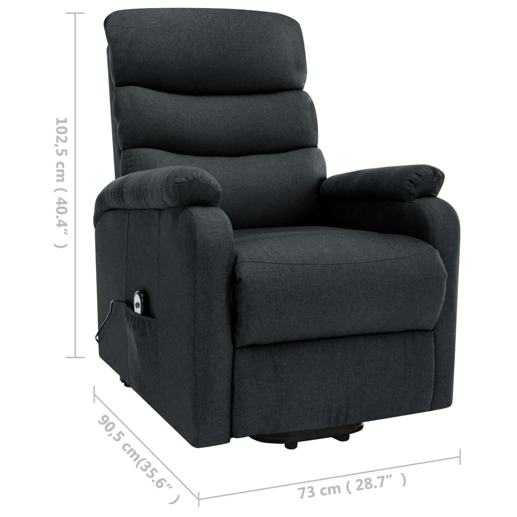 Massage Recliner with Rising Function Dark Grey Fabric