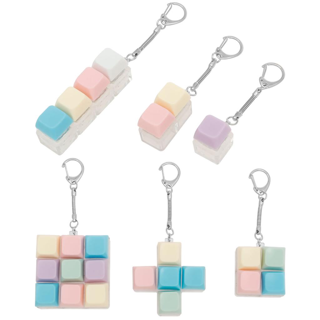 6Pcs Colorful Keyboard Fidget Toy Portable Keyboard Clicker Toy Funny Keypad Fidget Keychain Decompression Plaything for Adult