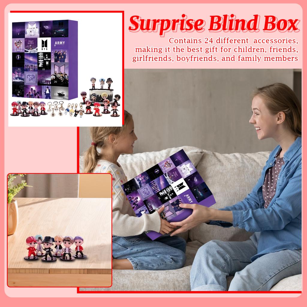 3D Flat Acrylic Mystery Box 24pcs Pendant With Airplane Box Funny Christmas Countdown Calendar