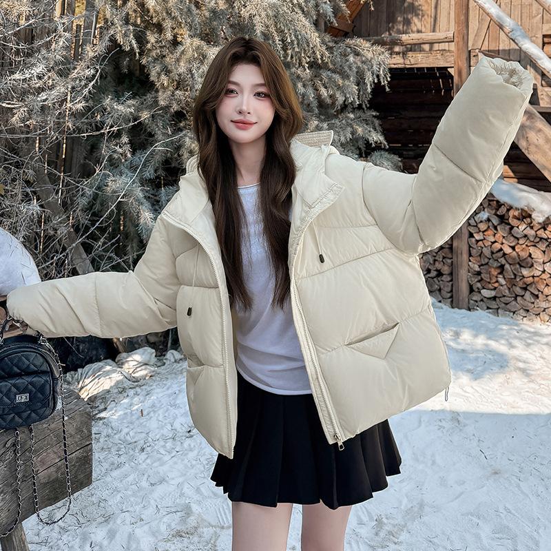 

Down cotton clothes women s winter new fashion hooded warm thickened casual bread clothes jacket M белый