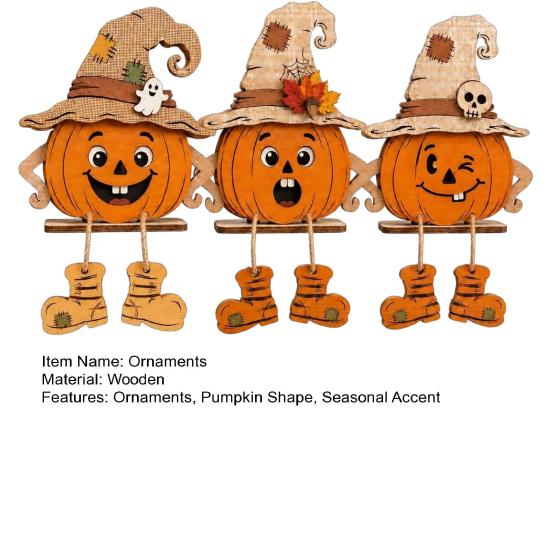 Unique Housewarming Gifts for Fall 3PCS Distressed Wooden Pumpkin Ornaments, Witch Hats And Ghost Patches Rustic Hat Decor Decor, Halloween Farmhouse